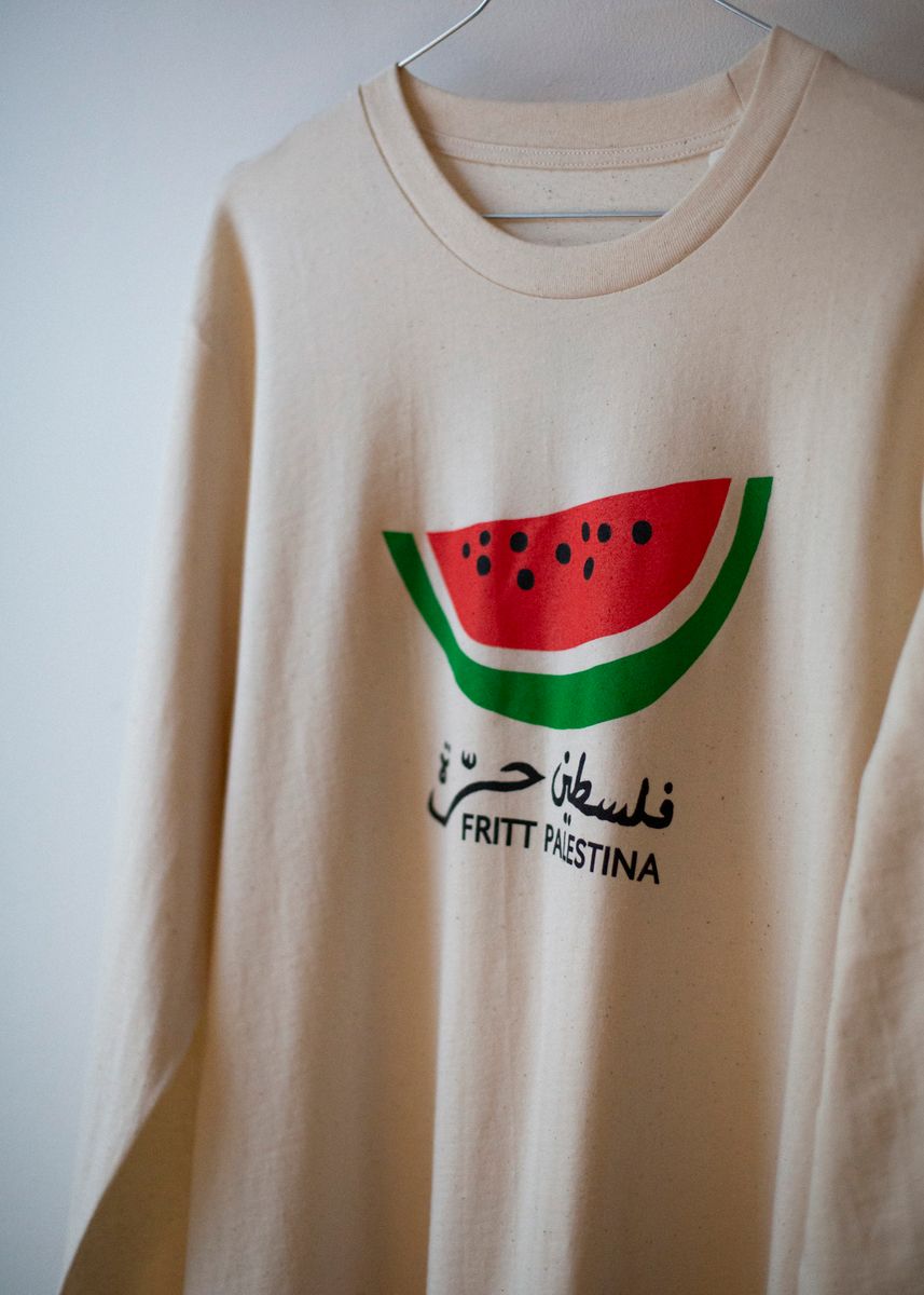 Silketrykket tynn genser - vannmelon