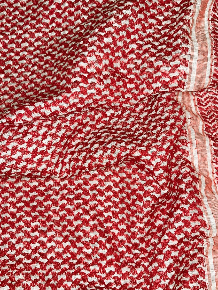 Klassisk stor keffiyeh, hvit og rød